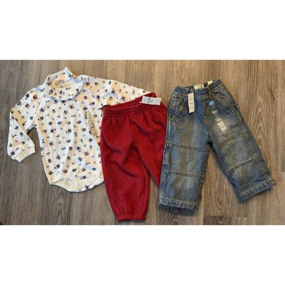CHILDRENS PLACE Toddler Boys 18 Month Fleece Jeans Bodysuit Sweatpant Jogger NWT - Picture 1 of 11